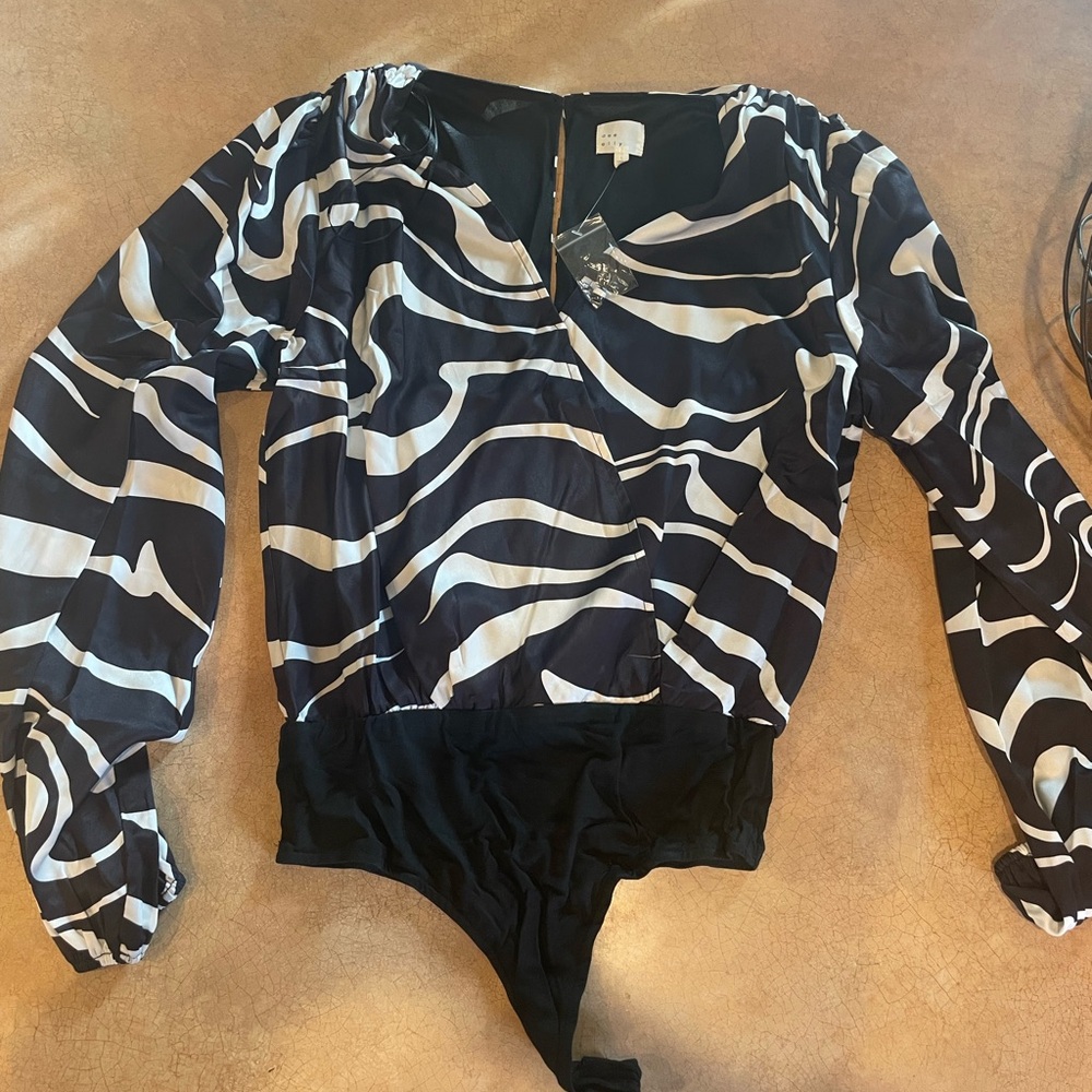 Zebra Print Long Sleeve Bodysuit
